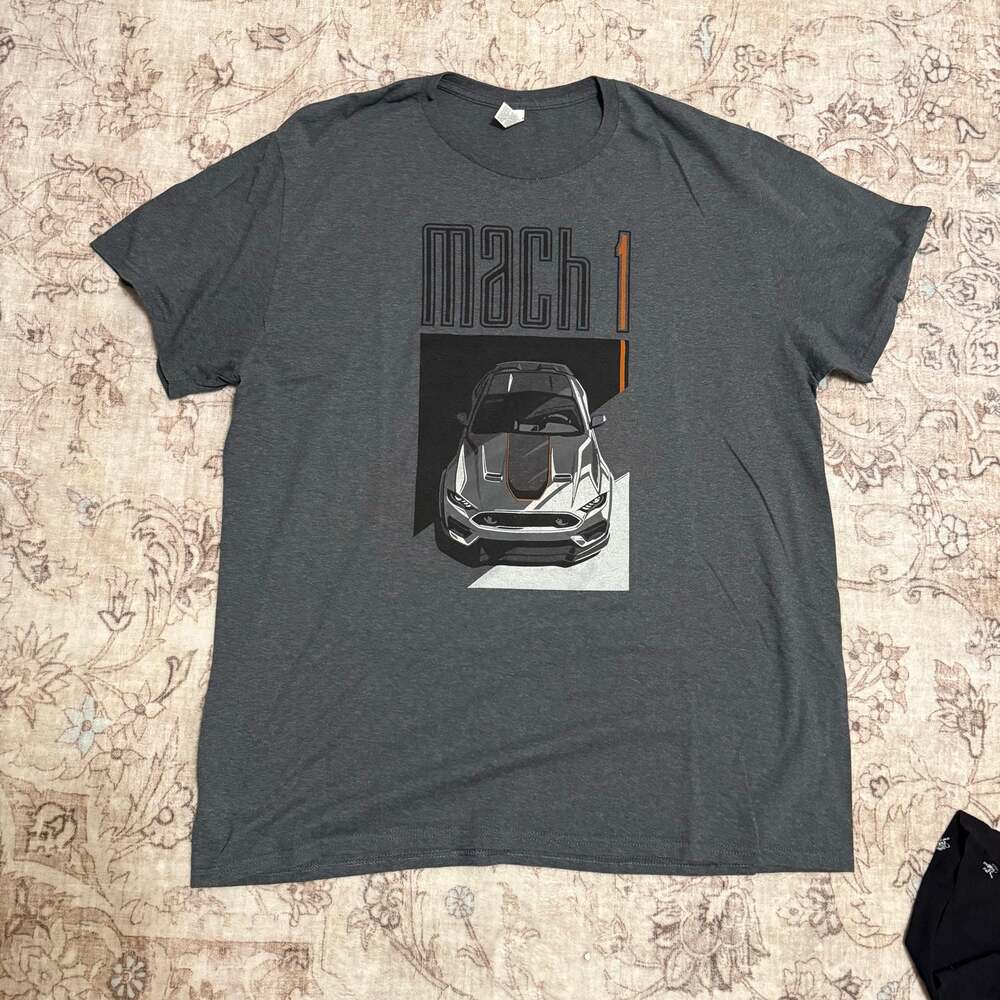 Ford Mach 1 1969-2021 Gray Short Sleeve Graphic Crewneck Tee Shirt Mens XL